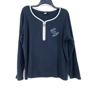 Harley-Davidson Half Zip Shirt Women's Size XL Black Orlando, FL